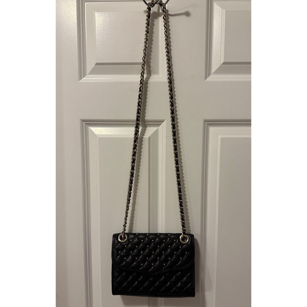 Rebecca Minkoff Womens Black Mini Affair Quilted Studded Leather Gold Chain Bag - Picture 5 of 12